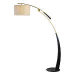 Торшер с изогнутой черной металлической ножкой и цилиндрическим абажуром из ткани Arched Metal Base  варинант исполнения - 1 | Loft Concept в Саратове