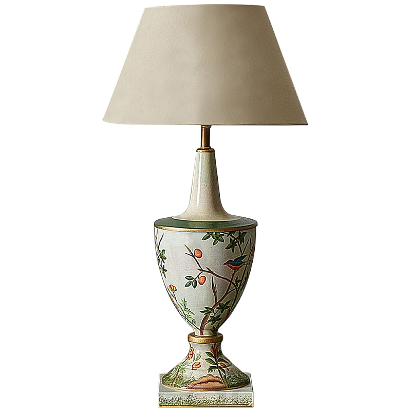 Настольная лампа Шинуазри с абажуром Blooming Garden Chinoiserie Table Lamp Мульти Бежевый в Саратове | Loft Concept 