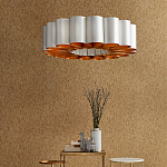 Люстра круглая фактурная в сочетании белого и золотого цвета Wide Stripes of Ribbon варинант исполнения - 5 | Loft Concept в Саратове