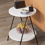 Стол приставной с 2-мя круглыми белыми столешницами ESSEL SIDE TABLE WHITE варинант исполнения - 9 | Loft Concept в Саратове