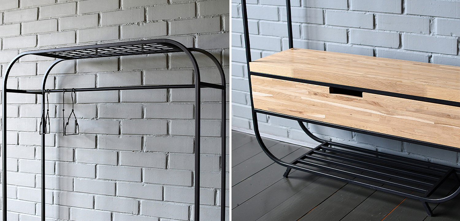 Рейл с выдвижным ящиком Ewing Industrial Metal Rust Clothes Rail Рейл с выдвижным ящиком Ewing Industrial Metal Rust Clothes Rail - Loft-Concept в Саратове