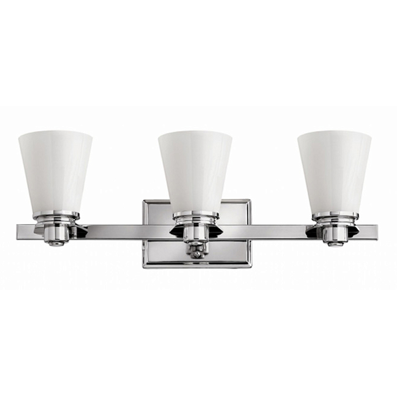 Бра для ванных комнат с белыми стеклянными конусными плафонами Hinkley Хром Белый в Саратове | Loft Concept 