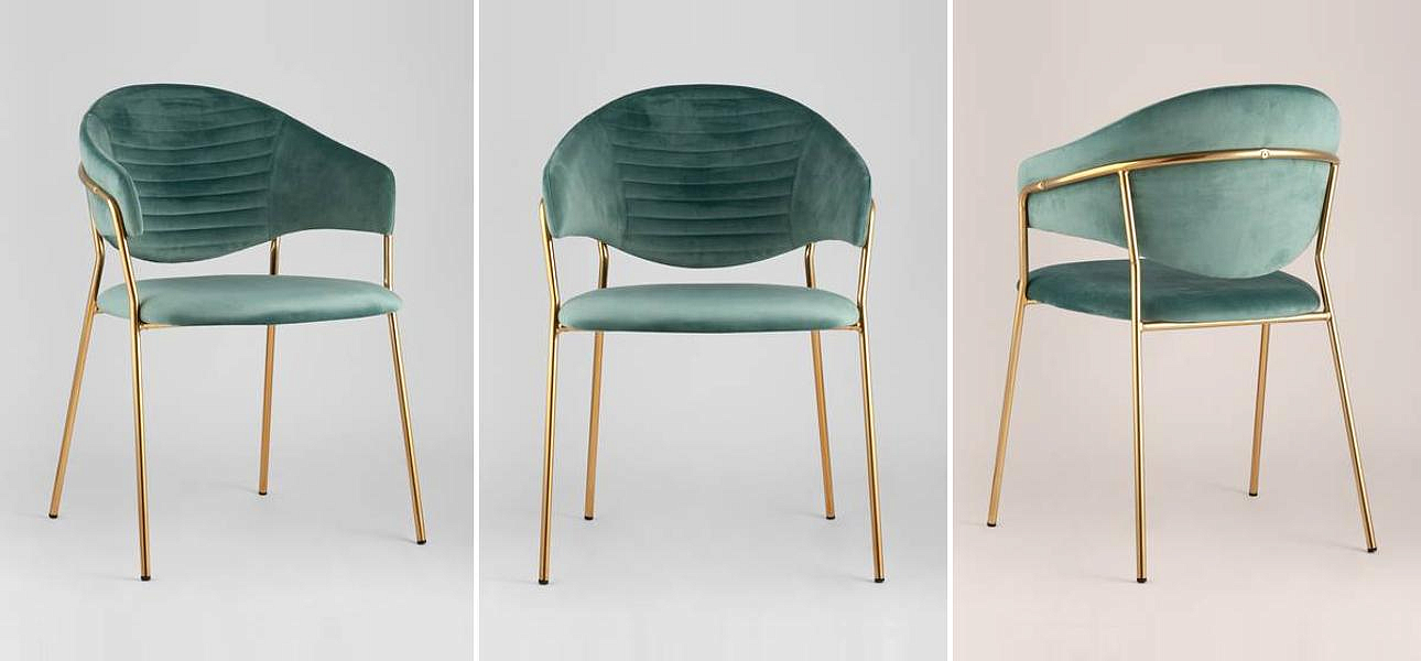 Стул Alexis Chair Велюр Мятный цвет Золотые ножки Стул Alexis Chair Велюр Мятный цвет Золотые ножки - Loft-Concept в Саратове