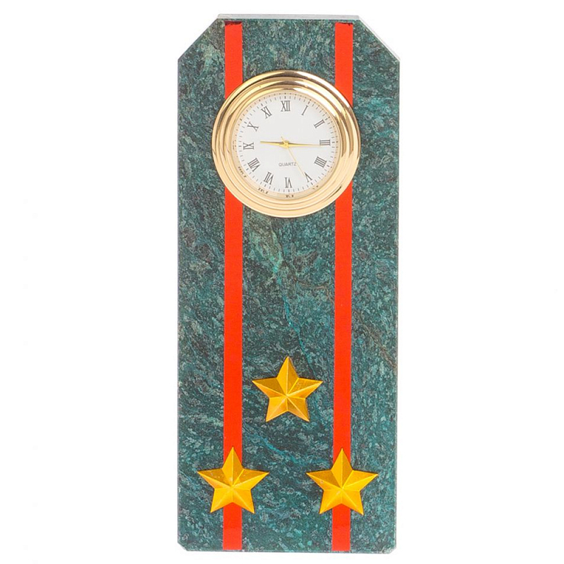 Часы погон ВС подарочные настольные из натурального камня Змеевик Military Clock Зеленый Красный Золотой Часы погон ВС подарочные настольные из натурального камня Змеевик Military Clock Зеленый Красный Золотой в Саратове | Loft Concept
