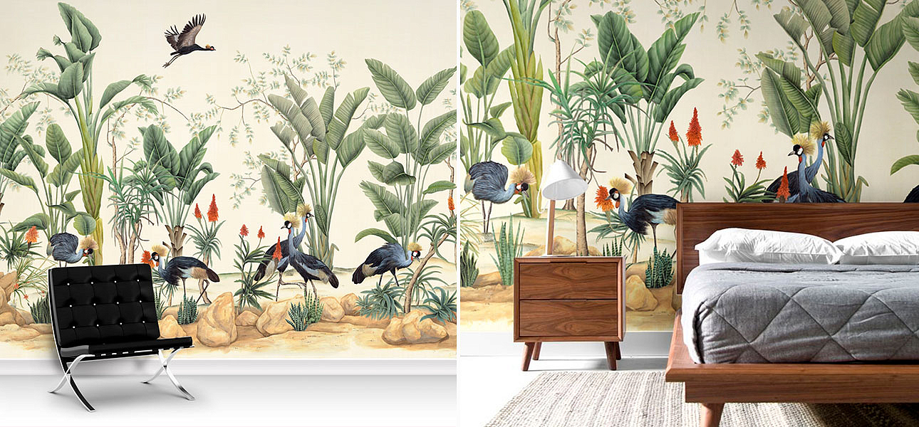 Обои ручная роспись African Cranes Обои ручная роспись African Cranes - Loft-Concept в Саратове