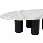 Кофейный столик овальный с мраморной столешницей на 4-х массивных ножках Demonstration of Taste варинант исполнения - 1 | Loft Concept в Саратове