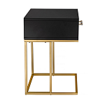 Приставной столик с резным узором на выдвижном ящике Black Table Carved Pattern варинант исполнения - 5 | Loft Concept в Саратове