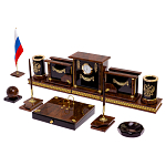 Настольный письменный набор с часами из природного камня обсидиана Royal Set варинант исполнения - 2 | Loft Concept в Саратове