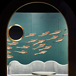 Обои с вышивкой ручной работы Deco Fish Original colourway варинант исполнения - 2 | Loft Concept в Саратове