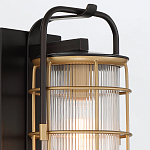 Настенный фонарь цилиндрической формы с рифленым стеклом в золотом каркасе на черном прямоугольном основании Eurofase варинант исполнения - 16 | Loft Concept в Саратове