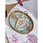 Блюдо овальное с ручкой и голубым фарфоровым дном с цветочным рисунком Blue Garden варинант исполнения - 2 | Loft Concept в Саратове