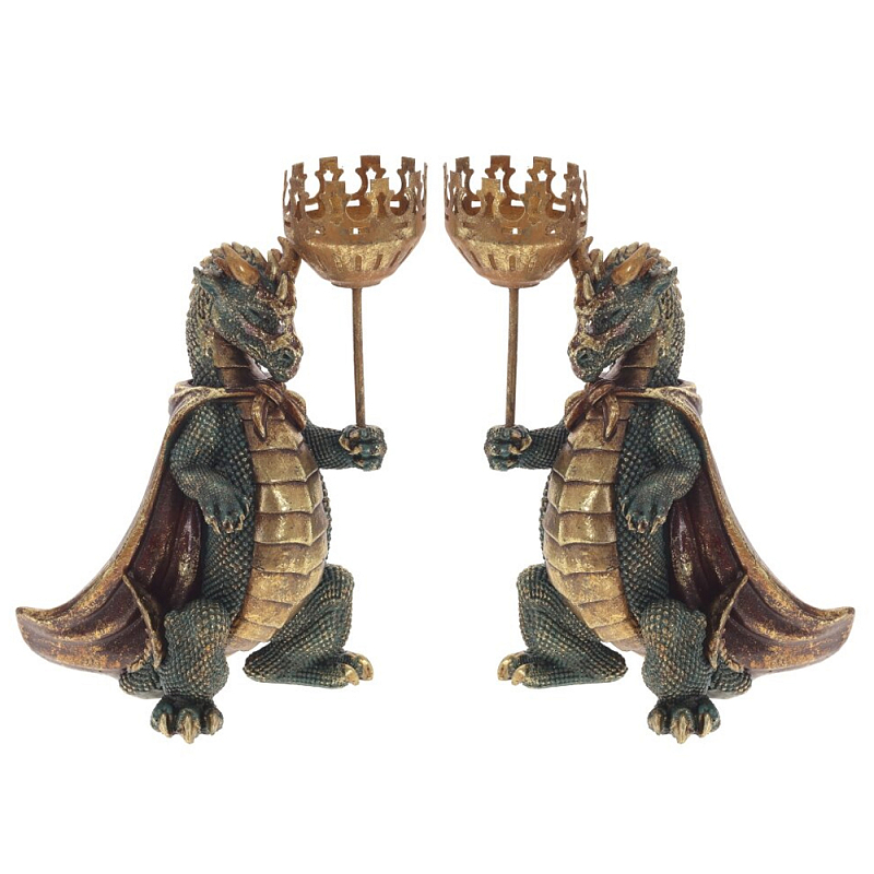 Подсвечник в виде дракона Dragon candlestick Green Gold Brown L or R Зеленый Золотой Коричневый Подсвечник в виде дракона Dragon candlestick Green Gold Brown L or R Зеленый Золотой Коричневый в Саратове | Loft Concept