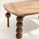 Обеденный стол деревянный с круглыми декоративными элементами на ножках Koko варинант исполнения - 4 | Loft Concept в Саратове