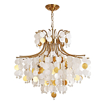 Люстра подвесная с белыми и золотыми круглыми подвесками Диаметр 70 см SHELL Chandelier варинант исполнения - 1 | Loft Concept в Саратове