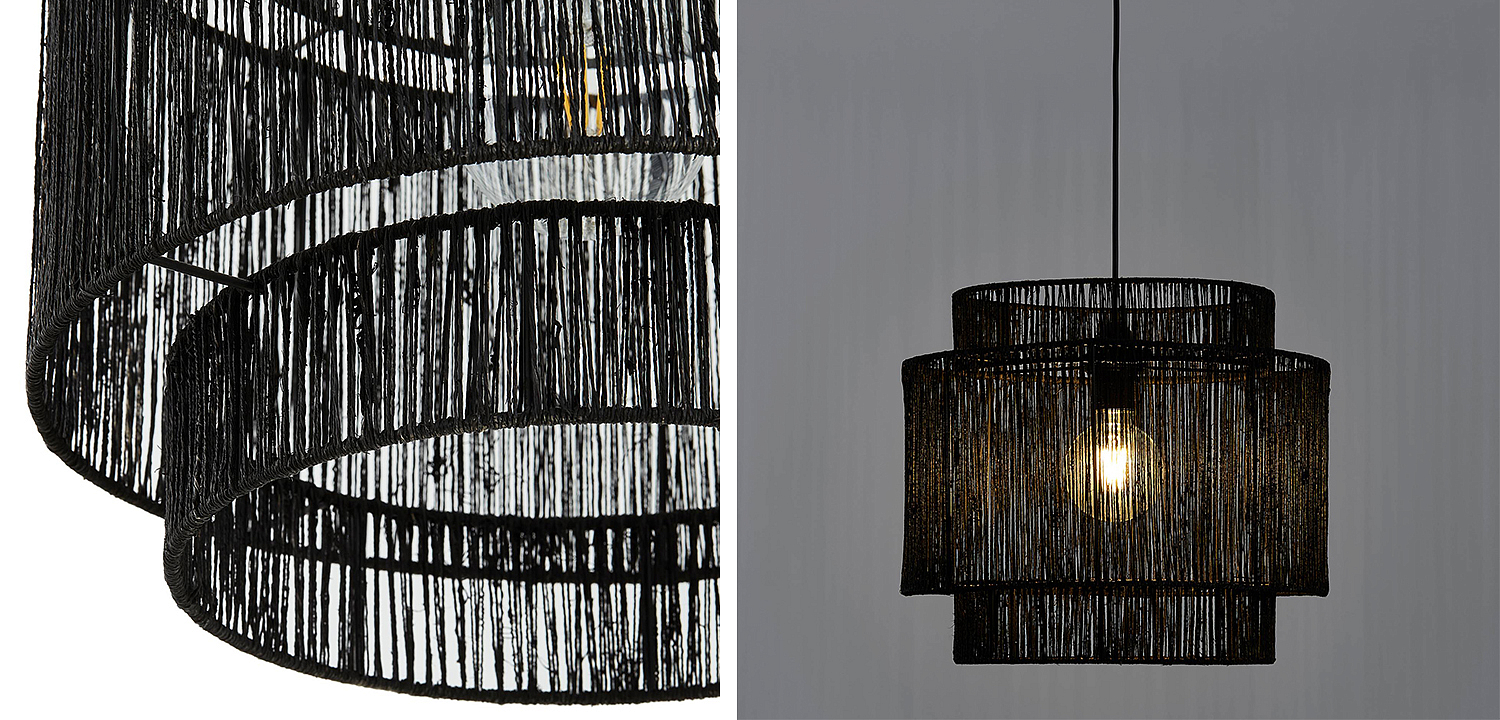 Подвесной светильник Signe Wicker Hemp Black Dual Подвесной светильник Signe Wicker Hemp Black Dual - Loft-Concept в Саратове