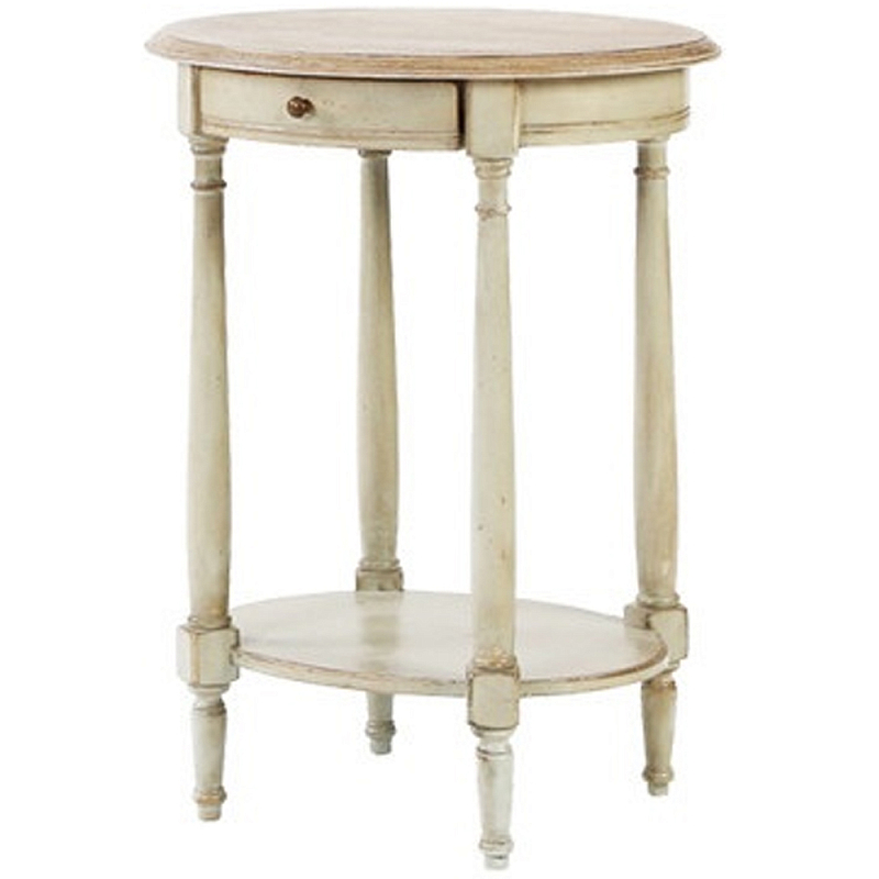 Круглый кофейный стол с ящиком Emilien Montmartre Provence Coffee Table Слоновая кость Светлый дуб Круглый кофейный стол с ящиком Emilien Montmartre Provence Coffee Table Слоновая кость Светлый дуб в Саратове | Loft Concept