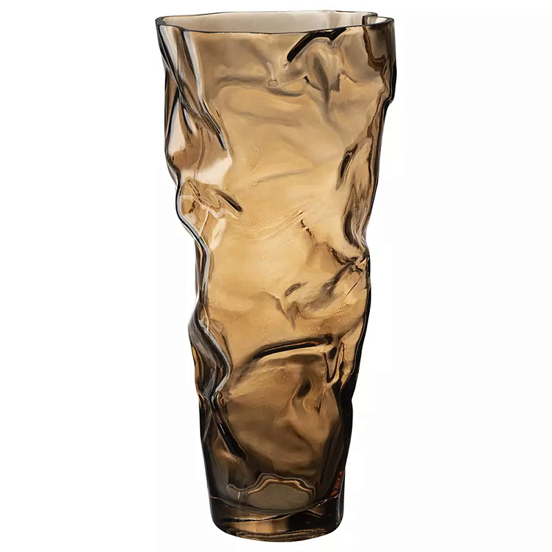 Ваза стеклянная фактурная Crumpled Vase 32 см Коричневый Ваза стеклянная фактурная Crumpled Vase 32 см Коричневый в Саратове | Loft Concept