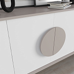 Комод бежево-белый с 4-мя дверцами c декором в виде бежевого круглого элемента на фасаде GORA CONSOLE 180CM LIGHT MOCHA варинант исполнения - 4 | Loft Concept в Саратове