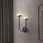 Бра с 2-мя мраморными плафонами на черном корпусе Light Warm Light варинант исполнения - 2 | Loft Concept в Саратове