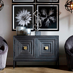 Тумба черная из дерева двухдверная Geometric Double Door Nightstand варинант исполнения - 5 | Loft Concept в Саратове