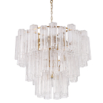 Люстра круглая многоярусная с прозрачными подвесками из стекла Hexagon Tube Light варинант исполнения - 1 | Loft Concept в Саратове