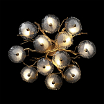 Потолочная люстра круглая ветвистыми бронзовыми элементами и стеклянными рифлеными дисками Textured Glass Chandelier варинант исполнения - 2 | Loft Concept в Саратове