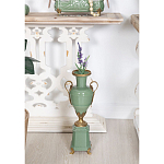 Ваза зеленого цвета из фарфора на высокой подставке с бронзовыми ручками Eden Garden porcelain and bronze варинант исполнения - 4 | Loft Concept в Саратове