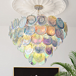 Люстра с каскадом из круглых разноцветных стеклянных дисков Mother of Pearl Iridescence варинант исполнения - 1 | Loft Concept в Саратове