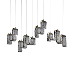 Подвесной светильник линейный с плафонами волнистой формы из фактурного стекла Big Wave варинант исполнения - 2 | Loft Concept в Саратове