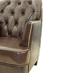 Кресло кожаное c мягкими подлокотниками на 4-х деревянных ножках из массива березы Joseph Armchair brown варинант исполнения - 3 | Loft Concept в Саратове