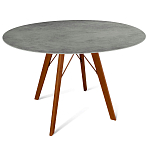 Стол обеденный с серой овальной столешницей из керамики на четырех деревянных ножках Gray Ceramics варинант исполнения - 8 | Loft Concept в Саратове