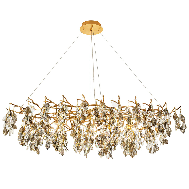 Люстра с хрустальными подвесками и металлическими в виде листьев Fairytree Light Chandelier 15 Золотой Прозрачный Люстра с хрустальными подвесками и металлическими в виде листьев Fairytree Light Chandelier 15 Золотой Прозрачный в Саратове | Loft Concept