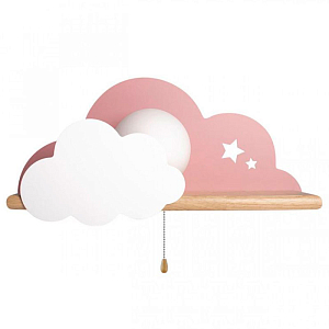 Бра с деревянной полкой розовое Облако Wall Lamp Pink Cloud