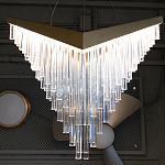 Люстра золотого цвета в форме галочки с каскадом длинных прозрачных трубок Eurofase варинант исполнения - 13 | Loft Concept в Саратове