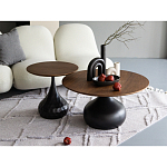 Столик журнальный с круглой деревянной столешницей на черном фактурном основании Bourgeon варинант исполнения - 5 | Loft Concept в Саратове