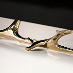 Дизайнерский комод чёрный глянцевый с основанием в виде золотых ветвей Meta Credenza  варинант исполнения - 2 | Loft Concept в Саратове