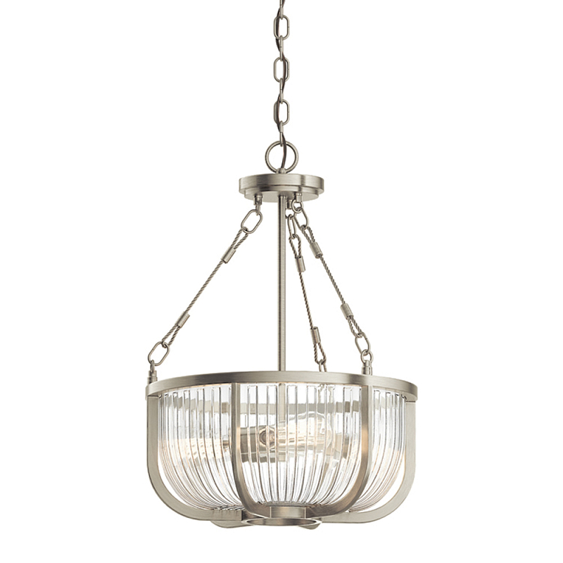 Люстра подвесная с чашеобразным плафоном из прозрачных стеклянных прутьев Kichler Никель Прозрачный Латунь в Саратове | Loft Concept 