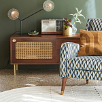 ТВ-тумба из ореха с плетеным декором Eland Wooden Wicker TV Stand варинант исполнения - 3 | Loft Concept в Саратове