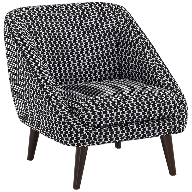 Кресло с черно-белым принтом Pauley Black White Armchair Черно-белый Коричневый Кресло с черно-белым принтом Pauley Black White Armchair Черно-белый Коричневый в Саратове | Loft Concept