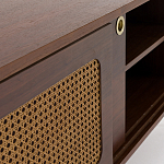 ТВ-тумба из ореха с плетеным декором Eland Wooden Wicker TV Stand варинант исполнения - 7 | Loft Concept в Саратове