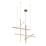 Люстра с 6-ю  пересекающимися цилиндрическими плафонами на тонких тросах Trumpet tube варинант исполнения - 2 | Loft Concept в Саратове