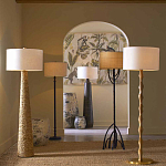 Торшер с фактурным массивным корпусом и тканевым цилиндрическим абажуром Textured Monolith варинант исполнения - 5 | Loft Concept в Саратове