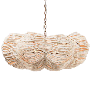 Круглая люстра волнистой формы с декором из круглых деревянных бусин White Wooden Beads Chandelier