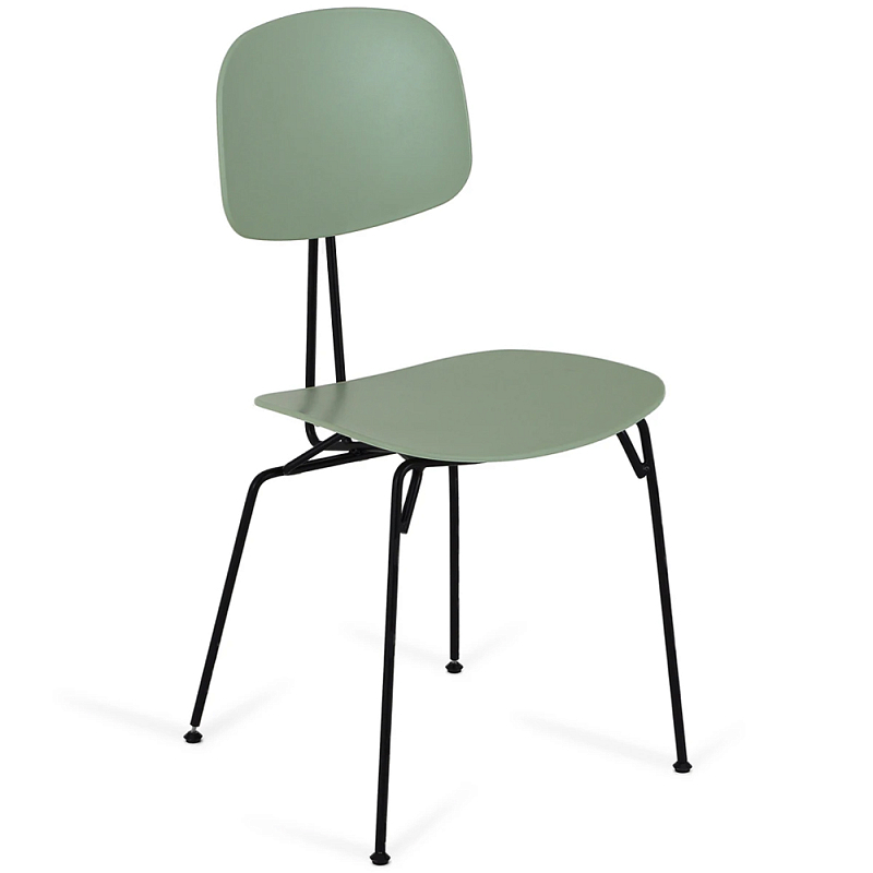 Стул на металлических ножках Travis Chair Green Черный Зеленый шалфей в Саратове | Loft Concept 