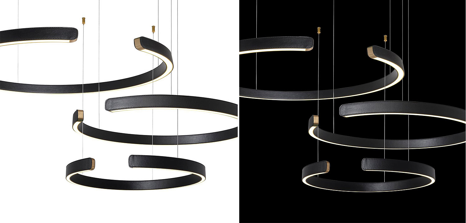 Люстра Half Ring 3 black leather Люстра Half Ring 3 black leather - Loft-Concept в Саратове