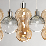 Люстра с 3-мя плафонами волнообразной формы цвета янтарь и 2-мя прозрачными шарообразными плафонами Lucid Rain  варинант исполнения - 7 | Loft Concept в Саратове