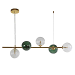 Люстра подвесная линейная с рифлеными стеклянными плафонами Bolle Multi Color варинант исполнения - 1 | Loft Concept в Саратове