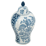 Ваза с крышкой и голубым цветочным рисунком 37 см Blue & White Ornament варинант исполнения - 1 | Loft Concept в Саратове