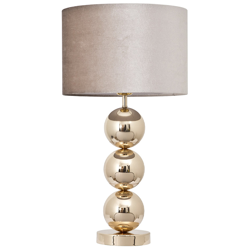 Настольная лампа с основанием в виде золотых сфер Balance Table Lamp Gold Глянцевое золото Бежево-серый Настольная лампа с основанием в виде золотых сфер Balance Table Lamp Gold Глянцевое золото Бежево-серый в Саратове | Loft Concept