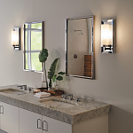 Бра для ванных комнат с цилиндрическим плафоном на прямоугольном зеркальном основании Feiss варинант исполнения - 2 | Loft Concept в Саратове